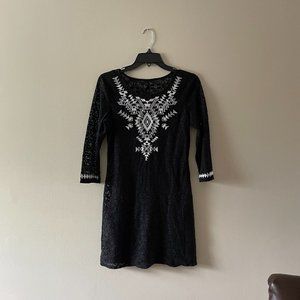 Express Black/White Boho Dress Sz Sm